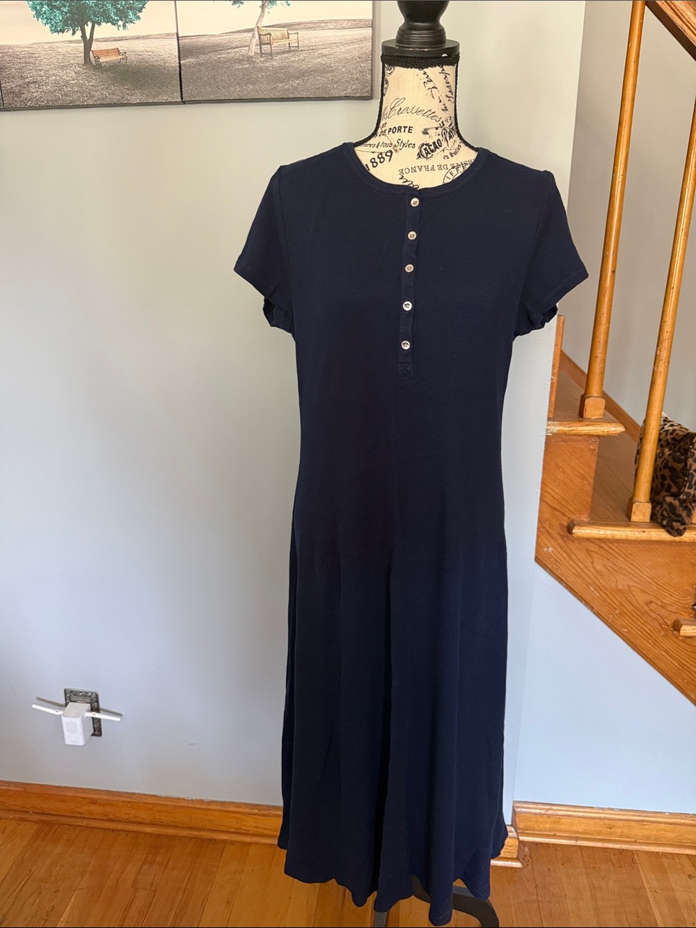 Ralph Lauren Navy Short-Sleeve Button-Front Women's Dress